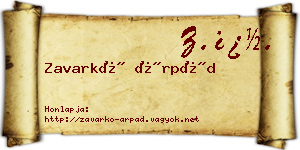 Zavarkó Árpád névjegykártya