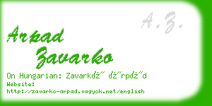 arpad zavarko business card